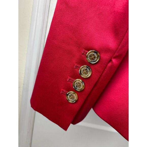 The Extreme Collection British Chic Size 38 Red Satin 2 Button Blazer - Picture 7 of 10